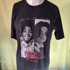 I Love Michael Jackson Men's Black T Shirt Size Small Red Code Generation Cotton